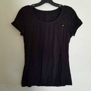 Girdear Pocket Black Short Sleeve Top Shirt Size 2